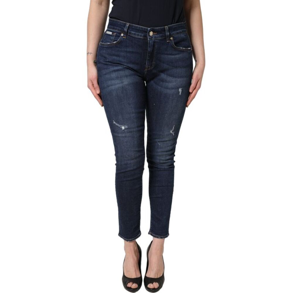 Dolce & Gabbana Blue Distressed Skinny Cotton Denim Women's Jeans